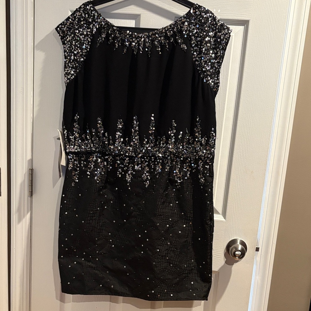 JS Collections Black Dress with Silver Accents